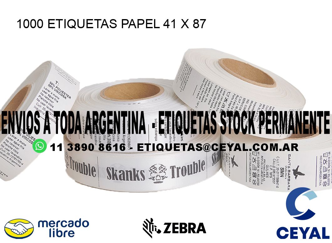1000 ETIQUETAS PAPEL 41 x 87