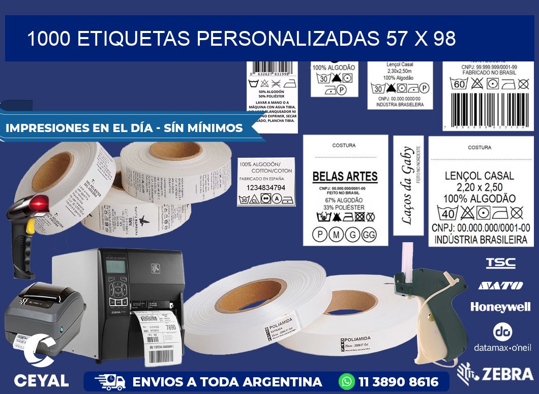 1000 ETIQUETAS PERSONALIZADAS 57 x 98