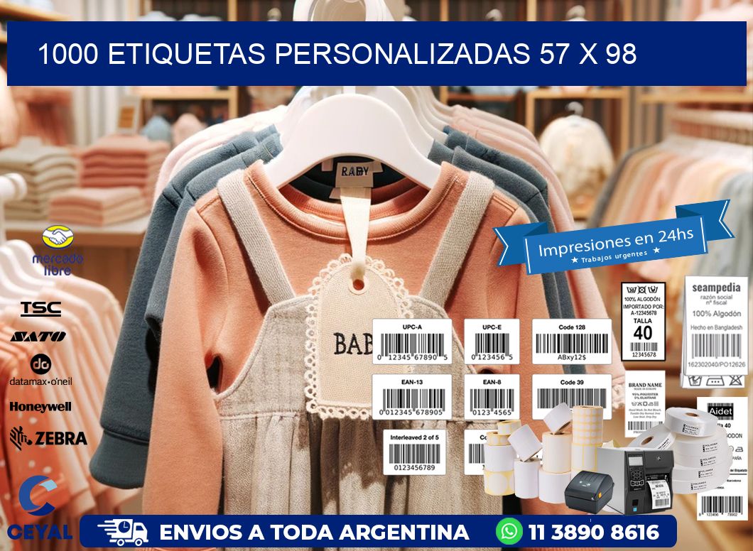 1000 ETIQUETAS PERSONALIZADAS 57 x 98