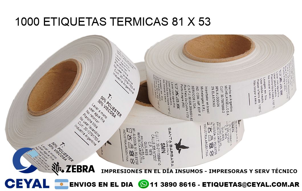 1000 ETIQUETAS TERMICAS 81 x 53