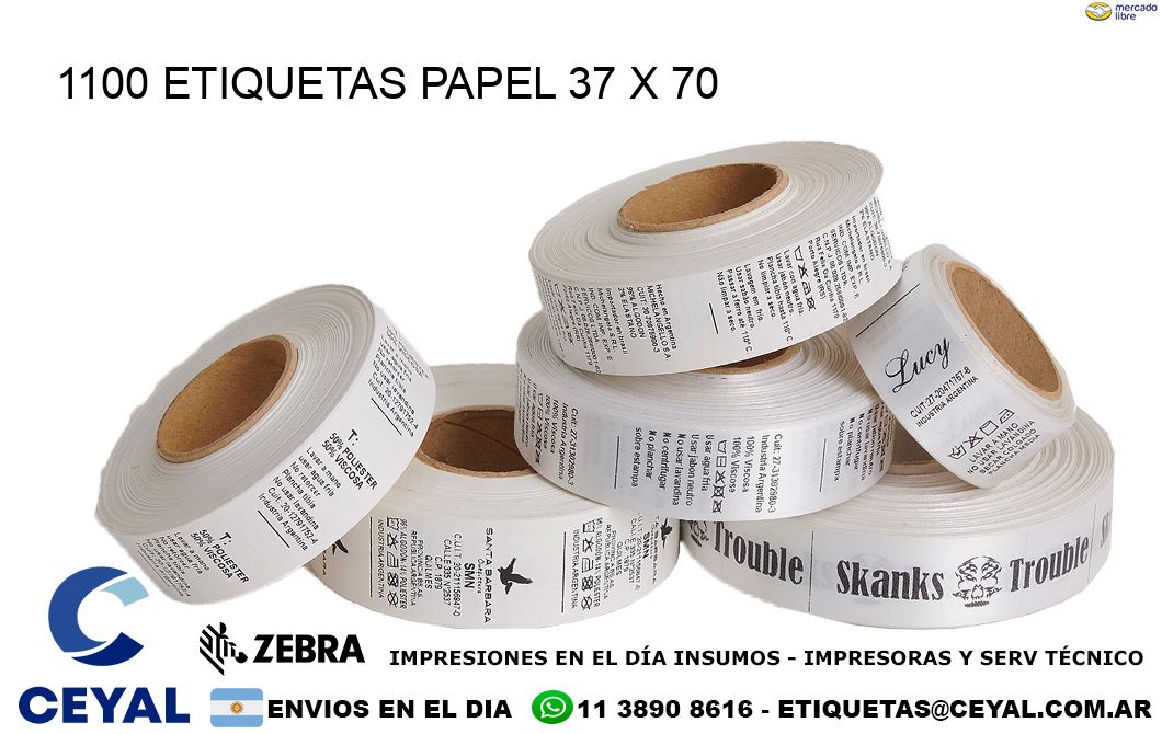 1100 ETIQUETAS PAPEL 37 x 70