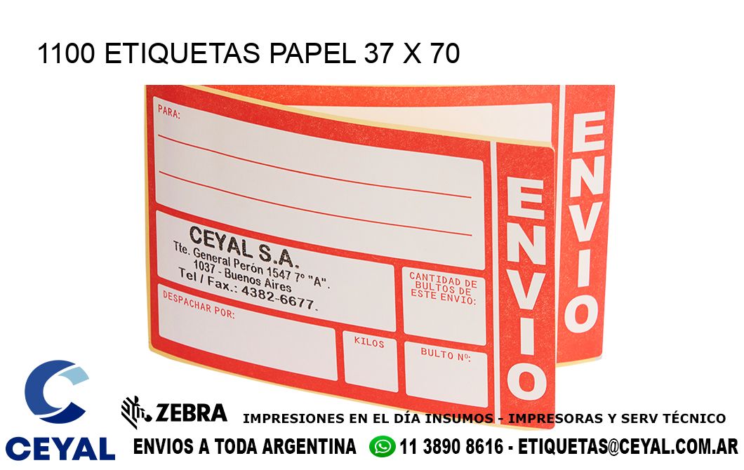 1100 ETIQUETAS PAPEL 37 x 70