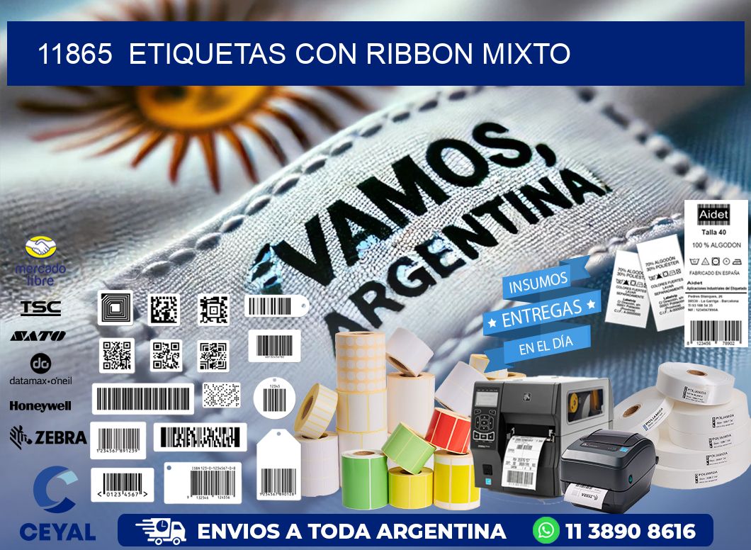 11865  ETIQUETAS CON RIBBON MIXTO
