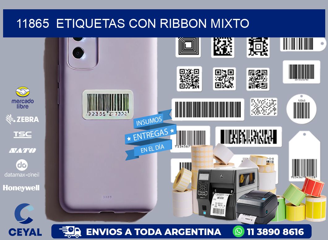 11865  ETIQUETAS CON RIBBON MIXTO