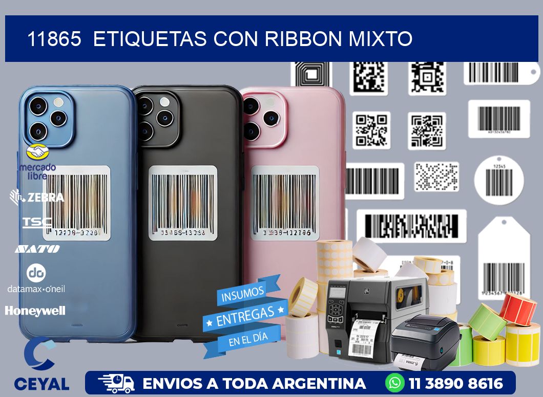 11865  ETIQUETAS CON RIBBON MIXTO