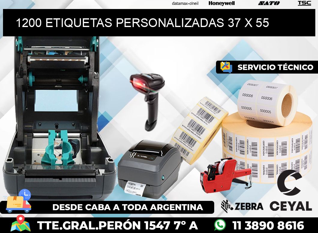 1200 ETIQUETAS PERSONALIZADAS 37 x 55