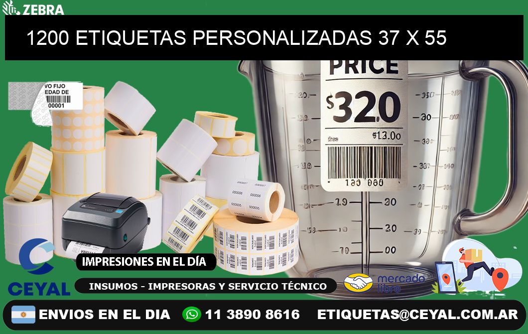 1200 ETIQUETAS PERSONALIZADAS 37 x 55