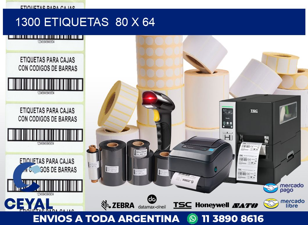 1300 ETIQUETAS  80 x 64