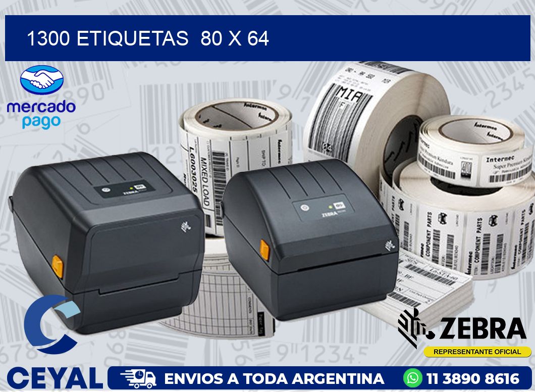 1300 ETIQUETAS  80 x 64
