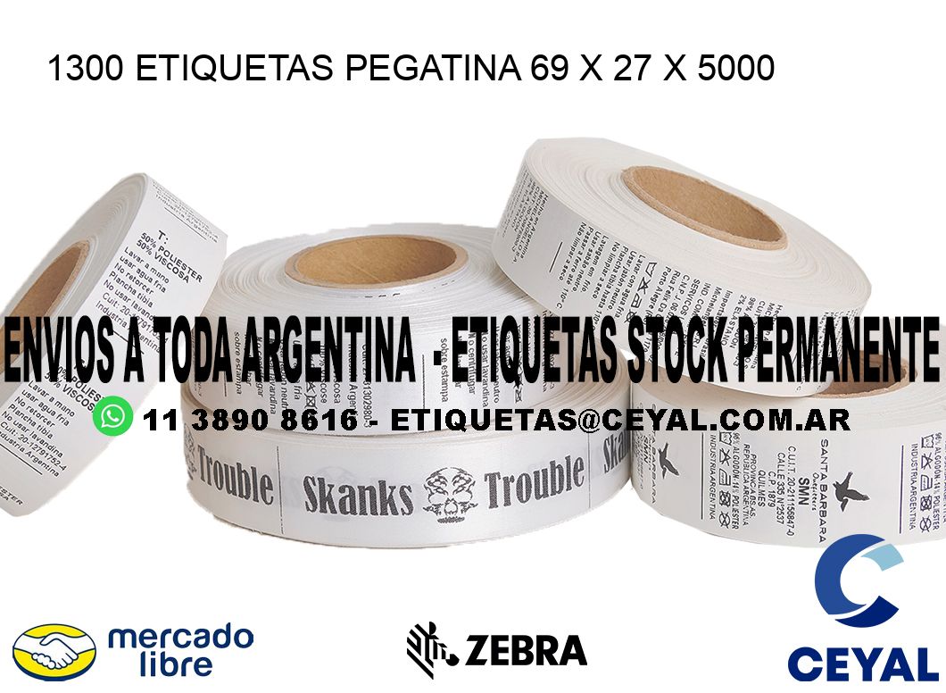 1300 ETIQUETAS PEGATINA 69 x 27 x 5000