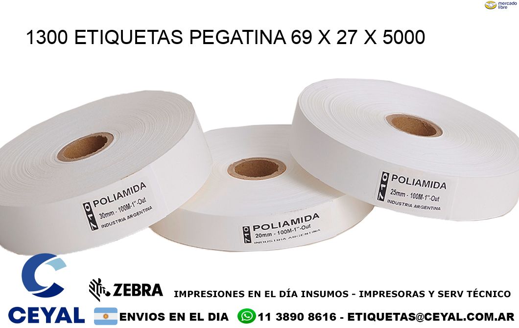 1300 ETIQUETAS PEGATINA 69 x 27 x 5000