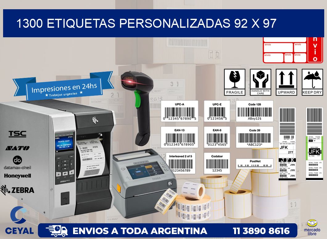 1300 ETIQUETAS PERSONALIZADAS 92 x 97
