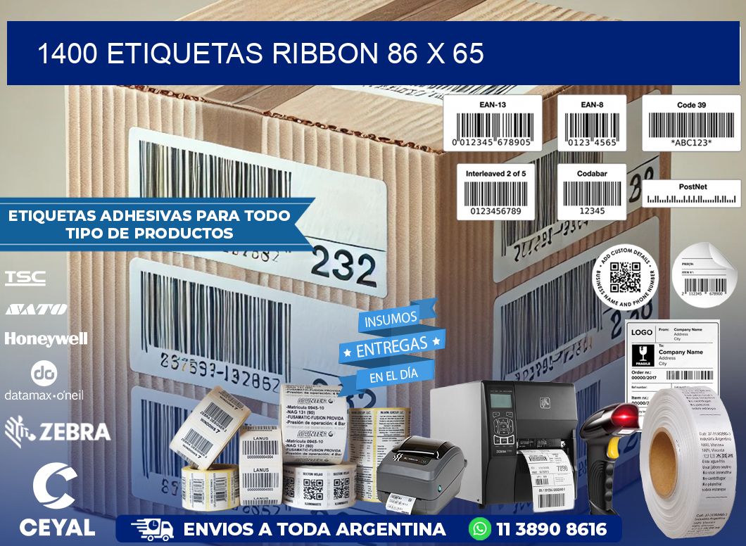 1400 ETIQUETAS RIBBON 86 x 65