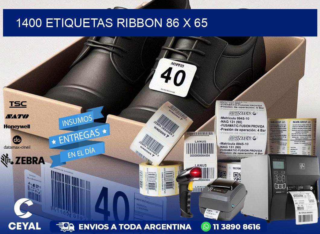 1400 ETIQUETAS RIBBON 86 x 65