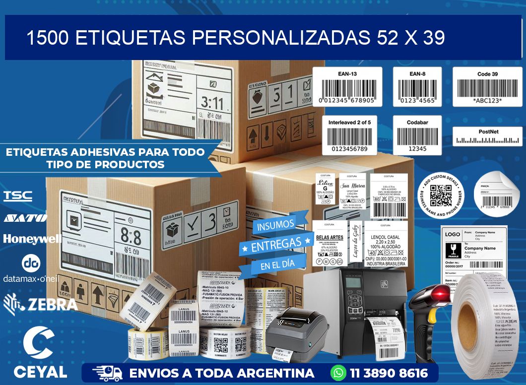 1500 ETIQUETAS PERSONALIZADAS 52 x 39