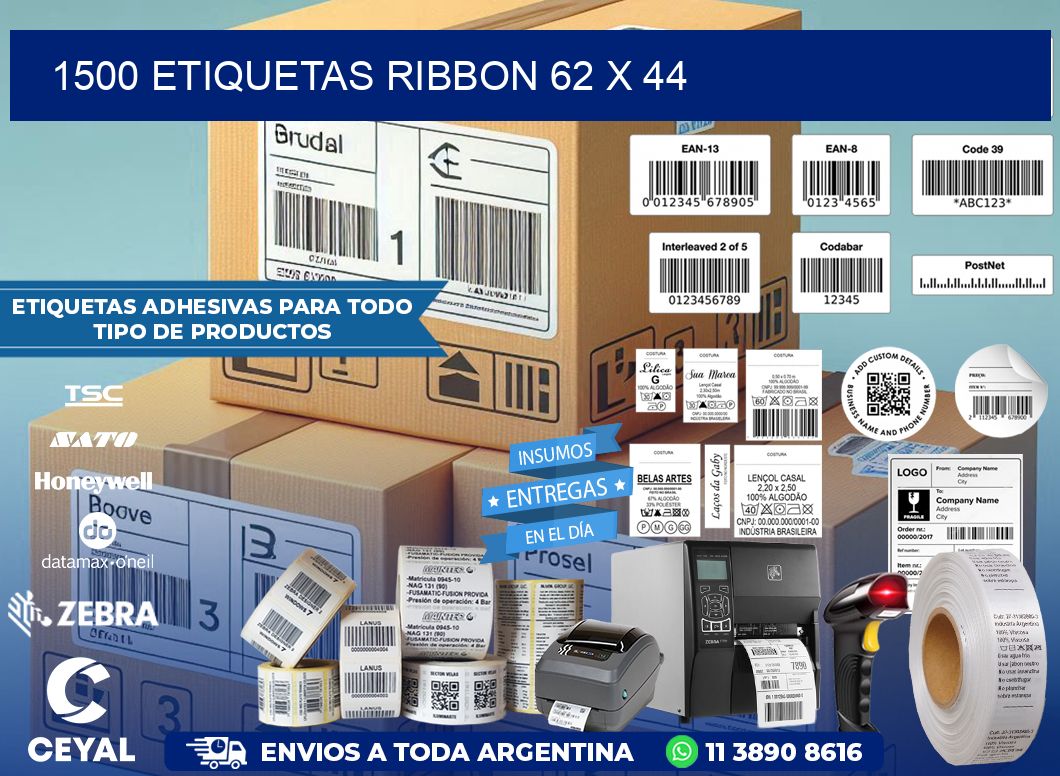 1500 ETIQUETAS RIBBON 62 x 44