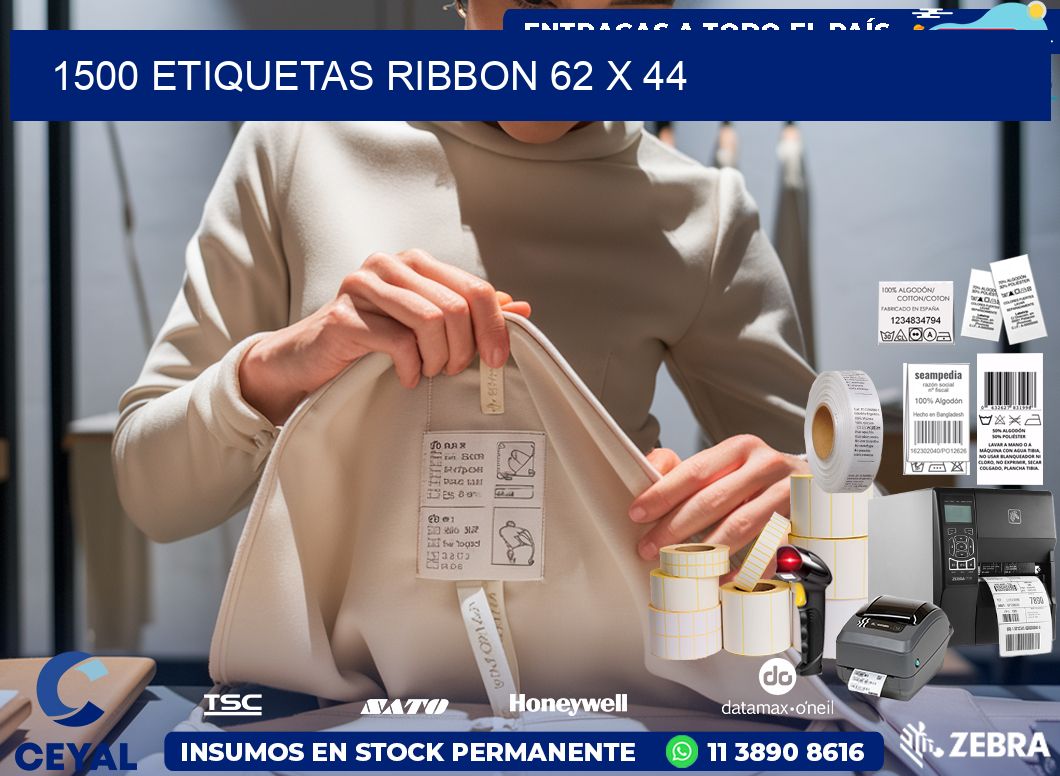 1500 ETIQUETAS RIBBON 62 x 44