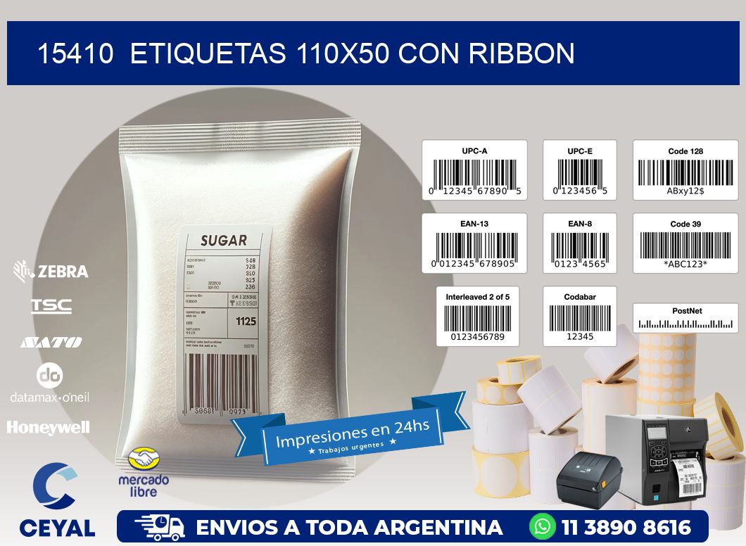 15410  ETIQUETAS 110X50 CON RIBBON