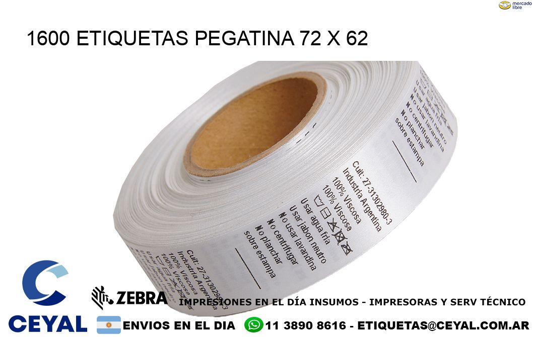 1600 ETIQUETAS PEGATINA 72 x 62