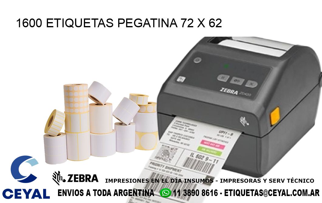 1600 ETIQUETAS PEGATINA 72 x 62