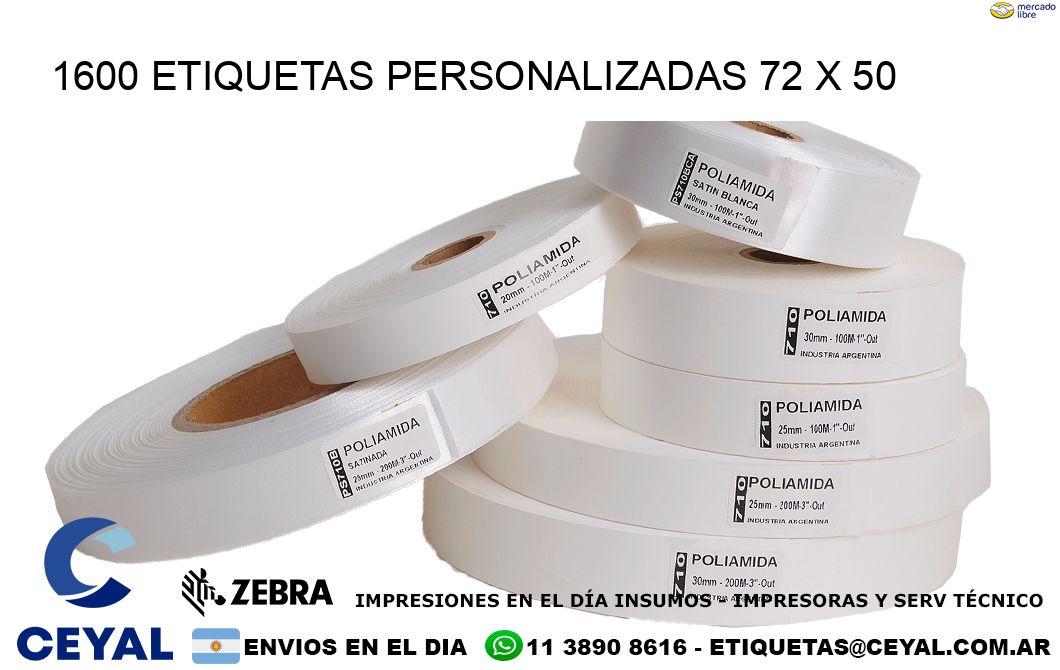 1600 ETIQUETAS PERSONALIZADAS 72 x 50