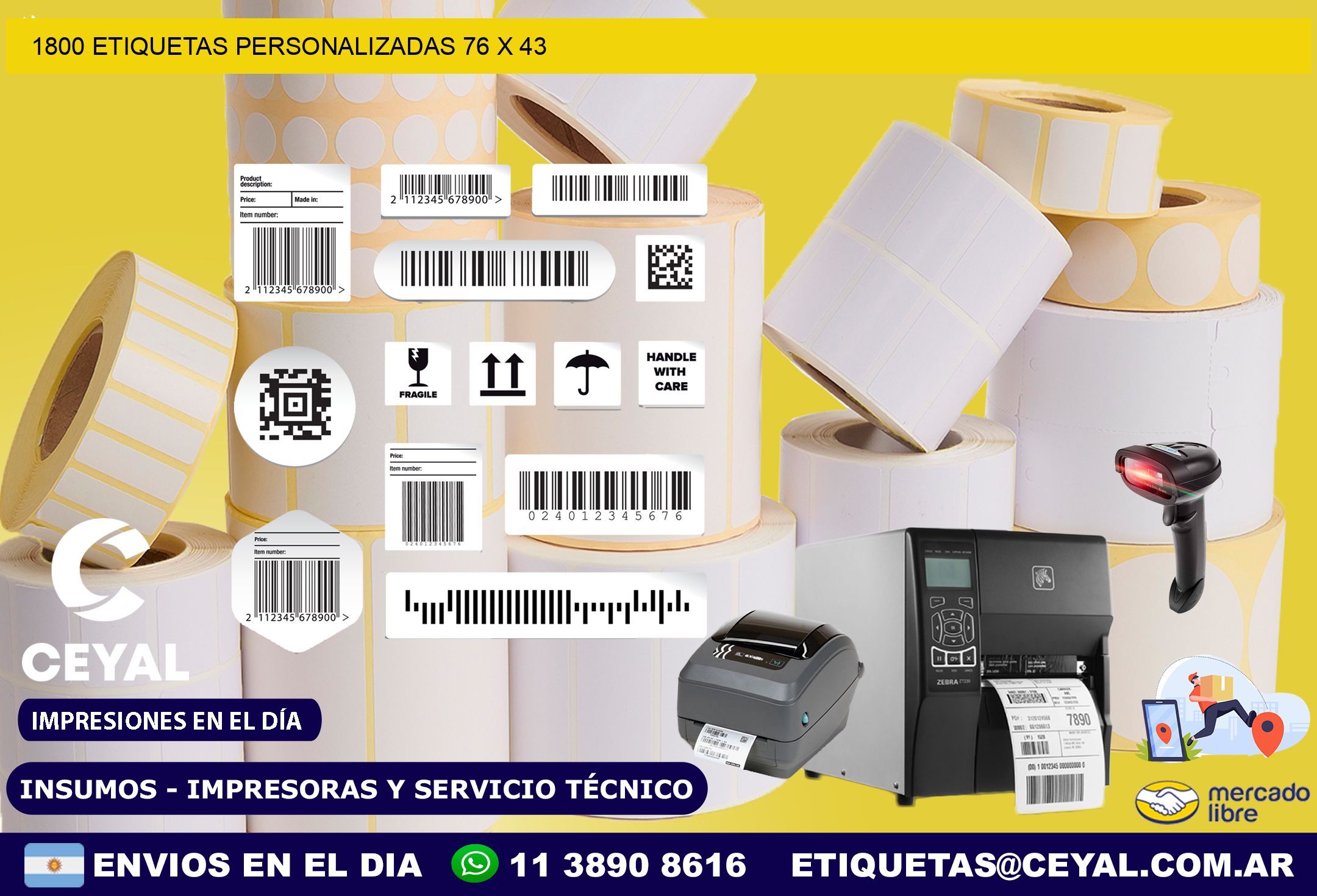 1800 ETIQUETAS PERSONALIZADAS 76 x 43