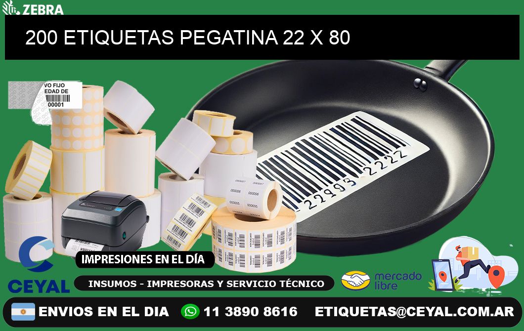 200 ETIQUETAS PEGATINA 22 x 80