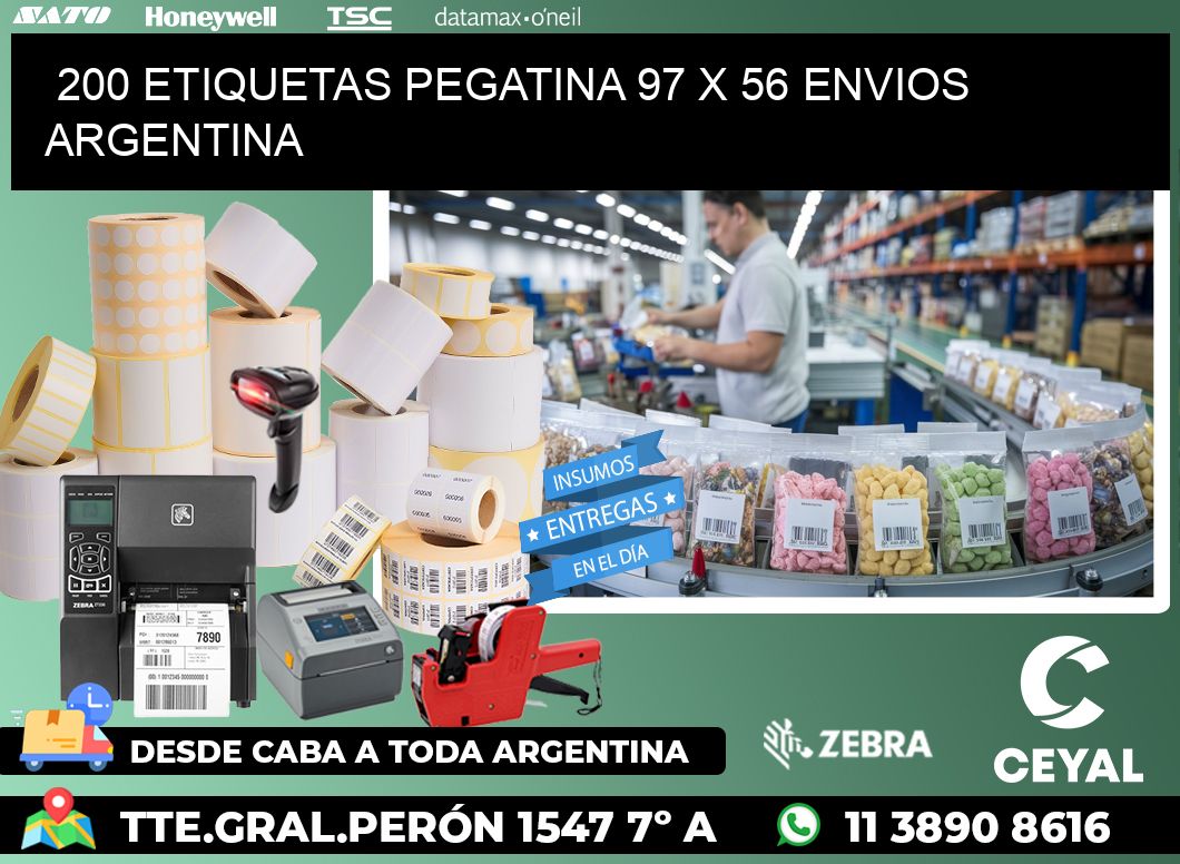 200 ETIQUETAS PEGATINA 97 x 56 ENVIOS ARGENTINA