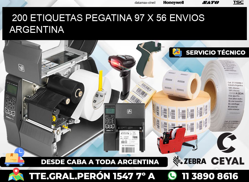 200 ETIQUETAS PEGATINA 97 x 56 ENVIOS ARGENTINA