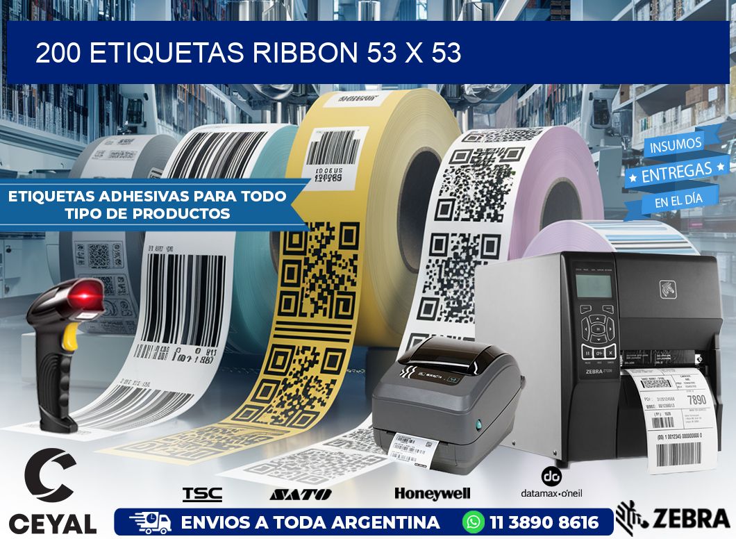 200 ETIQUETAS RIBBON 53 x 53