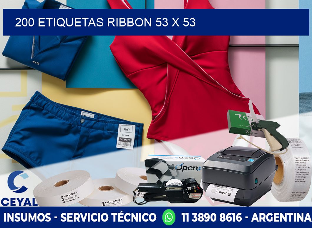 200 ETIQUETAS RIBBON 53 x 53