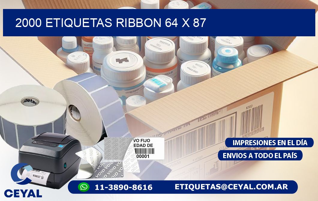 2000 ETIQUETAS RIBBON 64 x 87