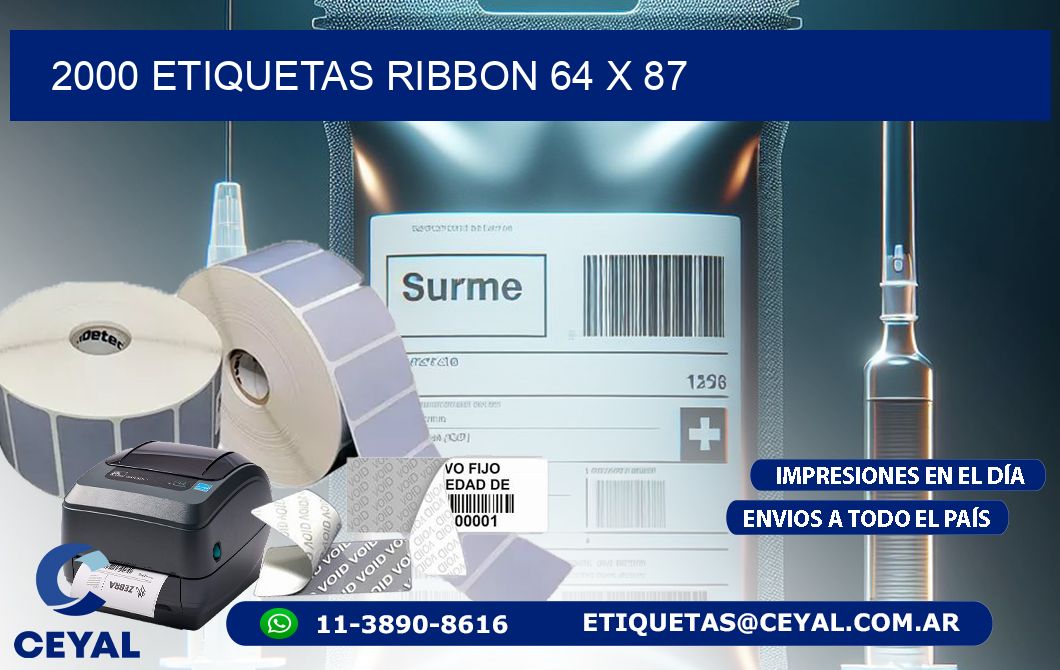 2000 ETIQUETAS RIBBON 64 x 87