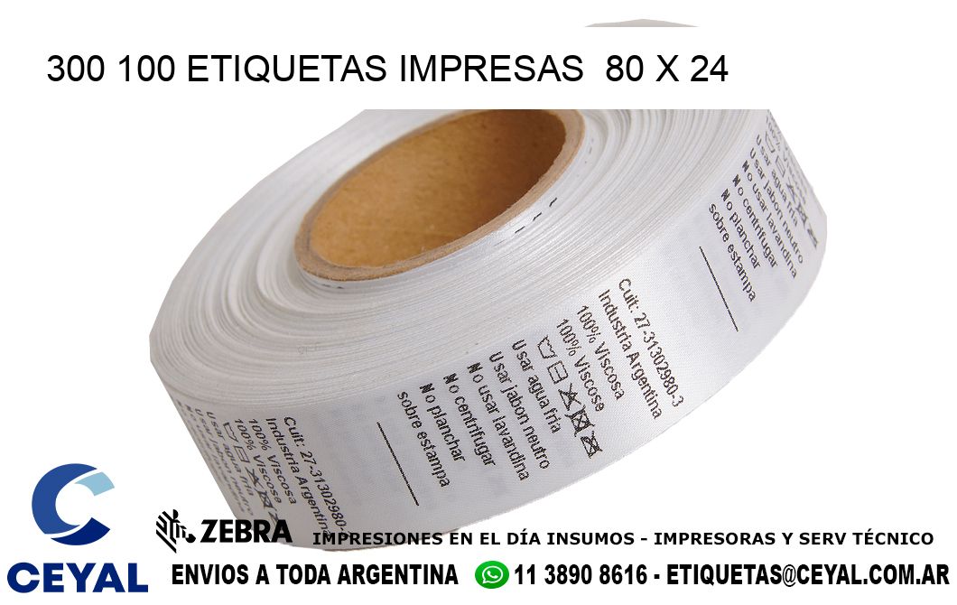 300 100 ETIQUETAS IMPRESAS  80 x 24