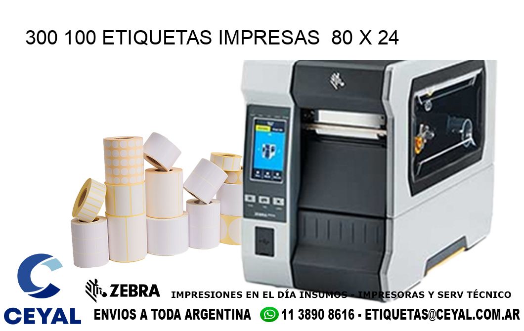 300 100 ETIQUETAS IMPRESAS  80 x 24