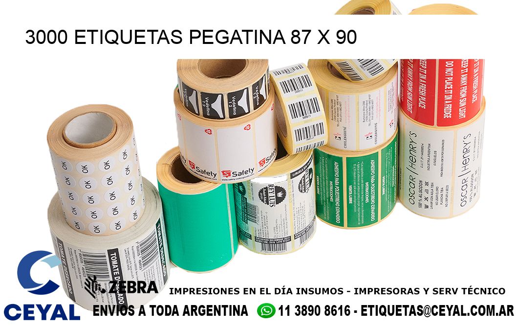 3000 ETIQUETAS PEGATINA 87 x 90