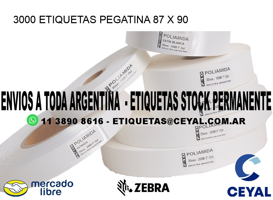 3000 ETIQUETAS PEGATINA 87 x 90