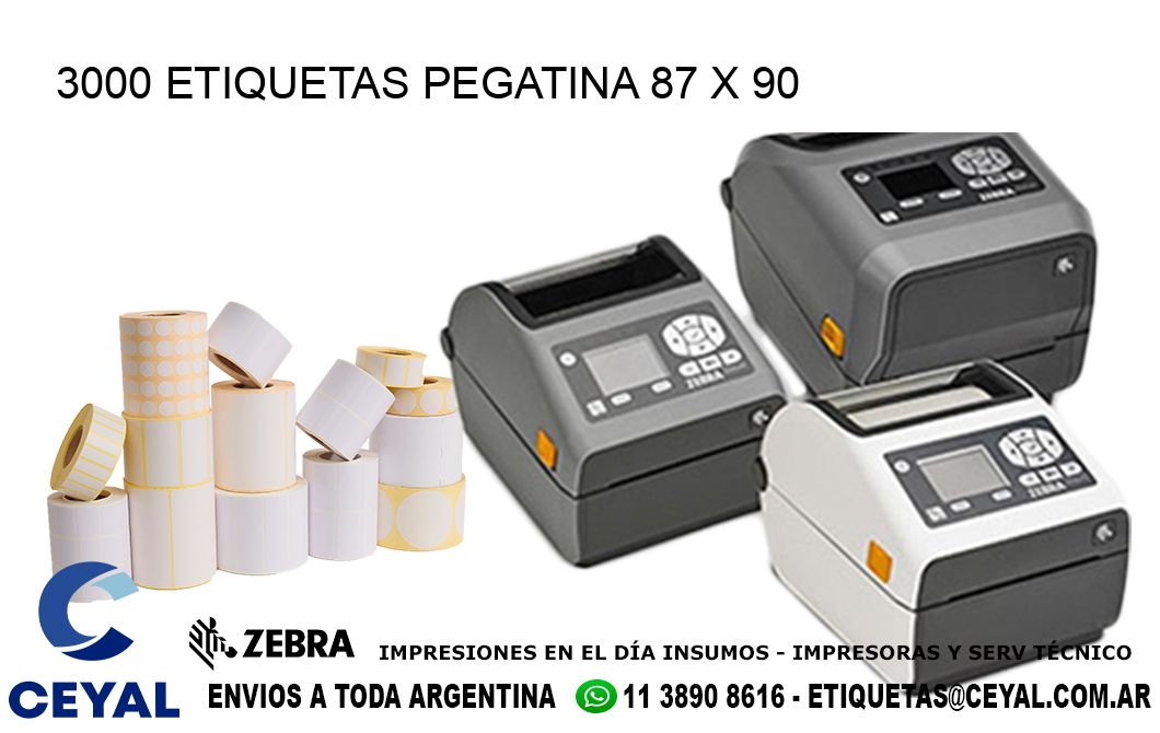 3000 ETIQUETAS PEGATINA 87 x 90