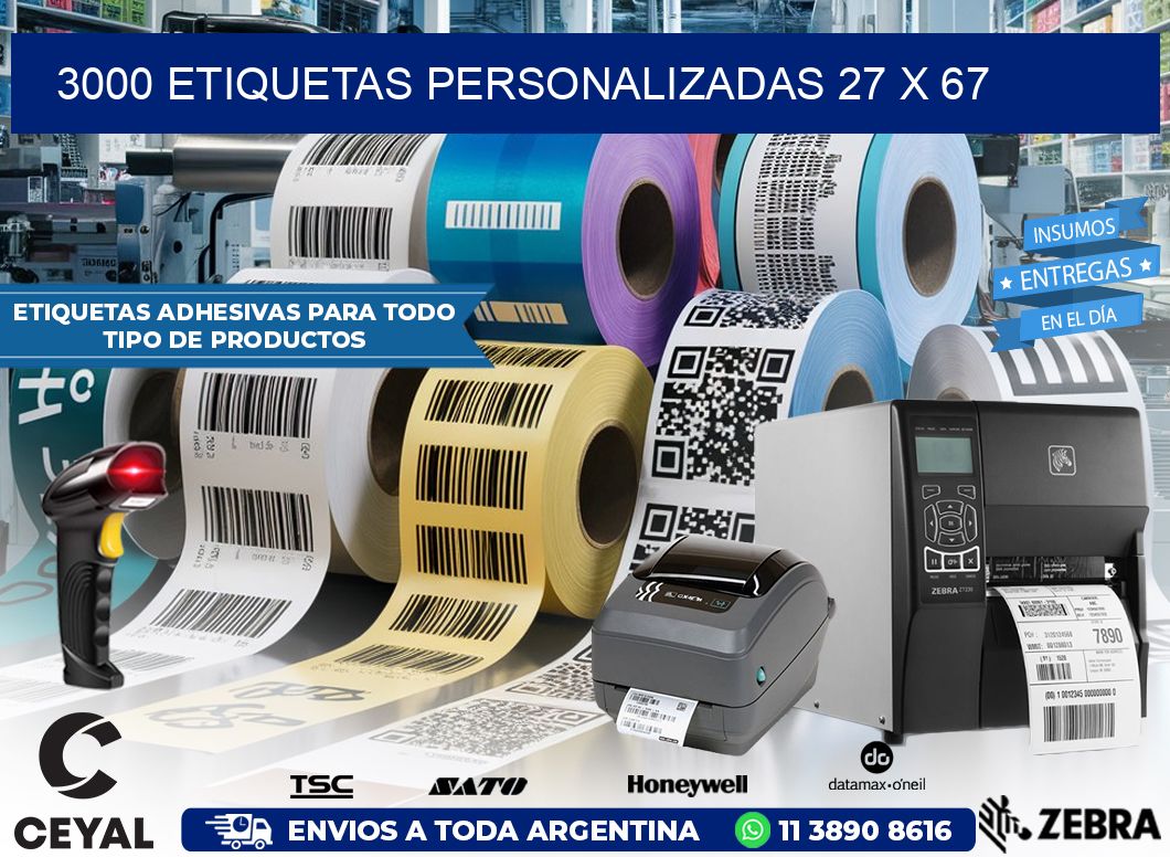 3000 ETIQUETAS PERSONALIZADAS 27 x 67