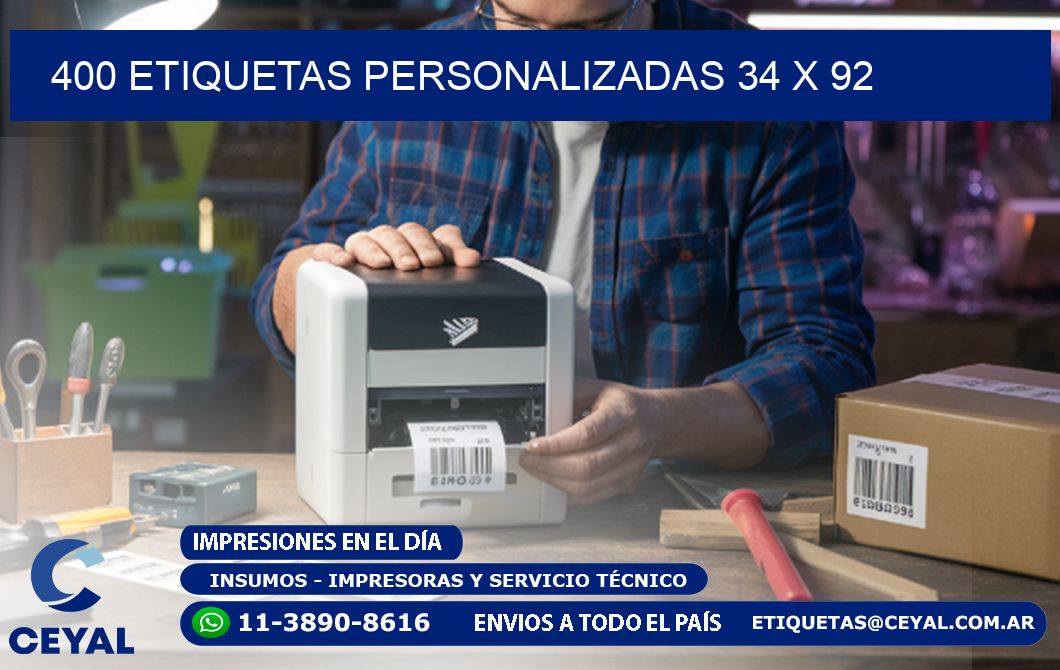 400 ETIQUETAS PERSONALIZADAS 34 x 92