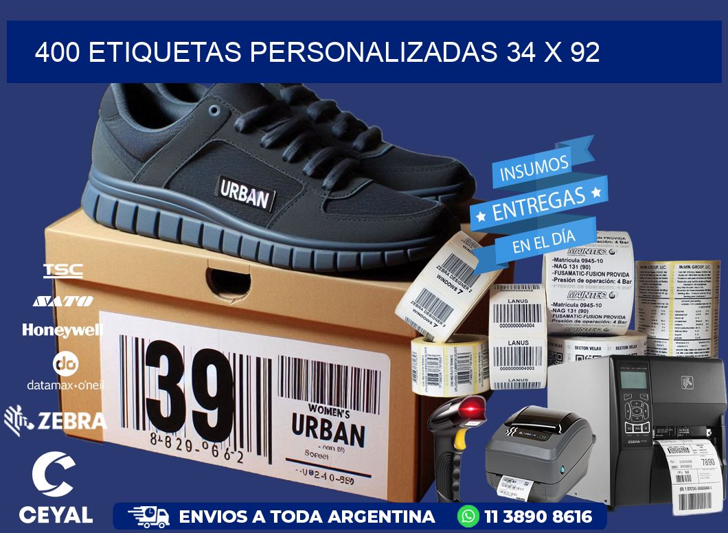 400 ETIQUETAS PERSONALIZADAS 34 x 92