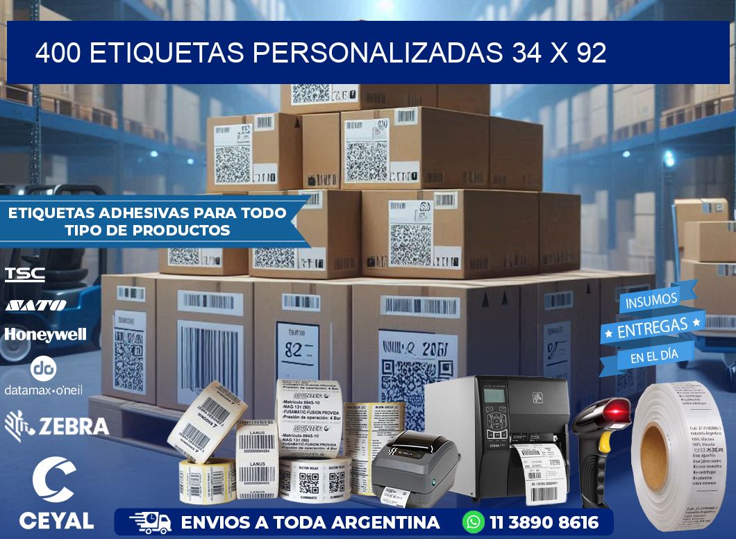 400 ETIQUETAS PERSONALIZADAS 34 x 92