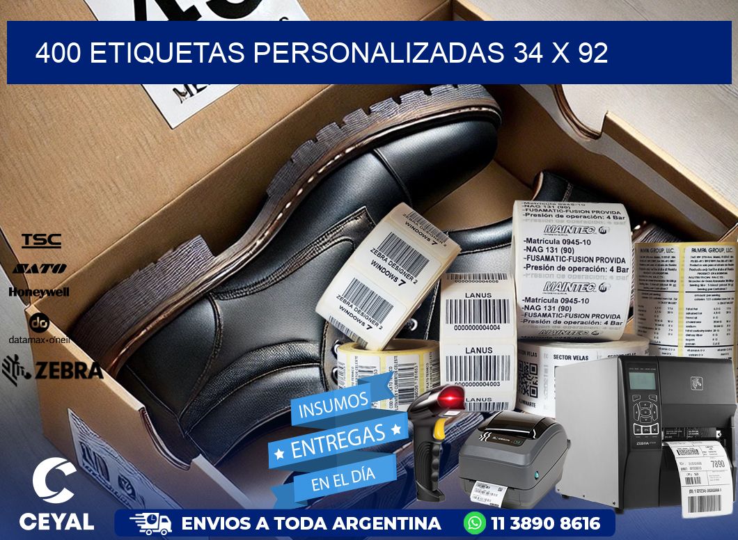 400 ETIQUETAS PERSONALIZADAS 34 x 92