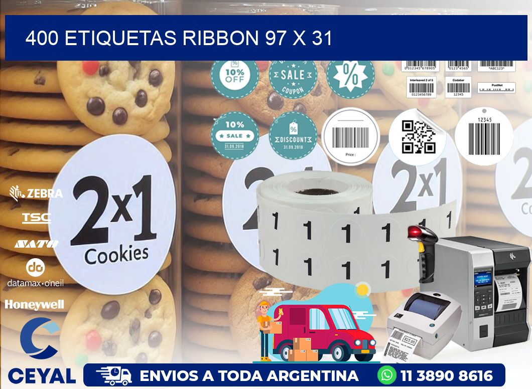 400 ETIQUETAS RIBBON 97 x 31