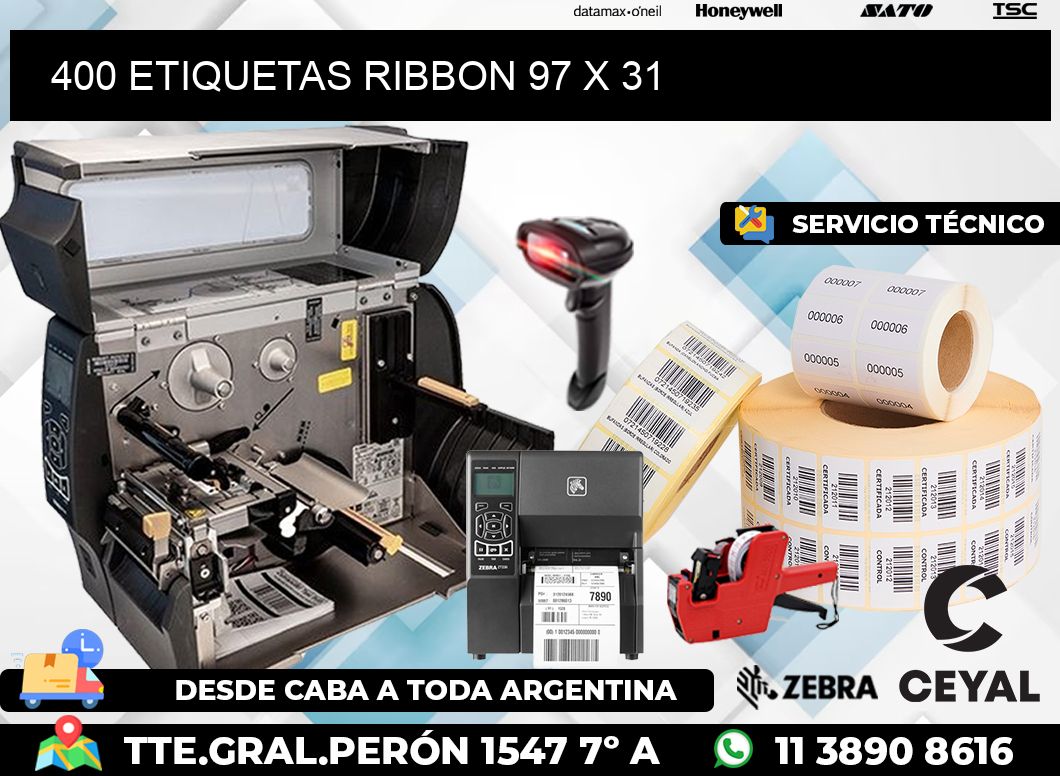 400 ETIQUETAS RIBBON 97 x 31