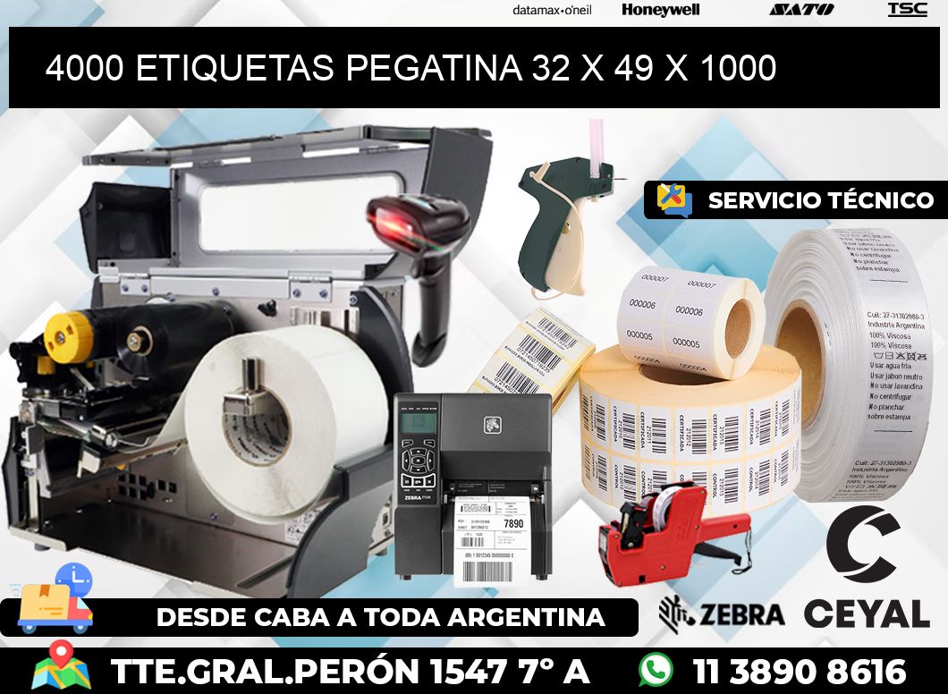 4000 ETIQUETAS PEGATINA 32 x 49 x 1000