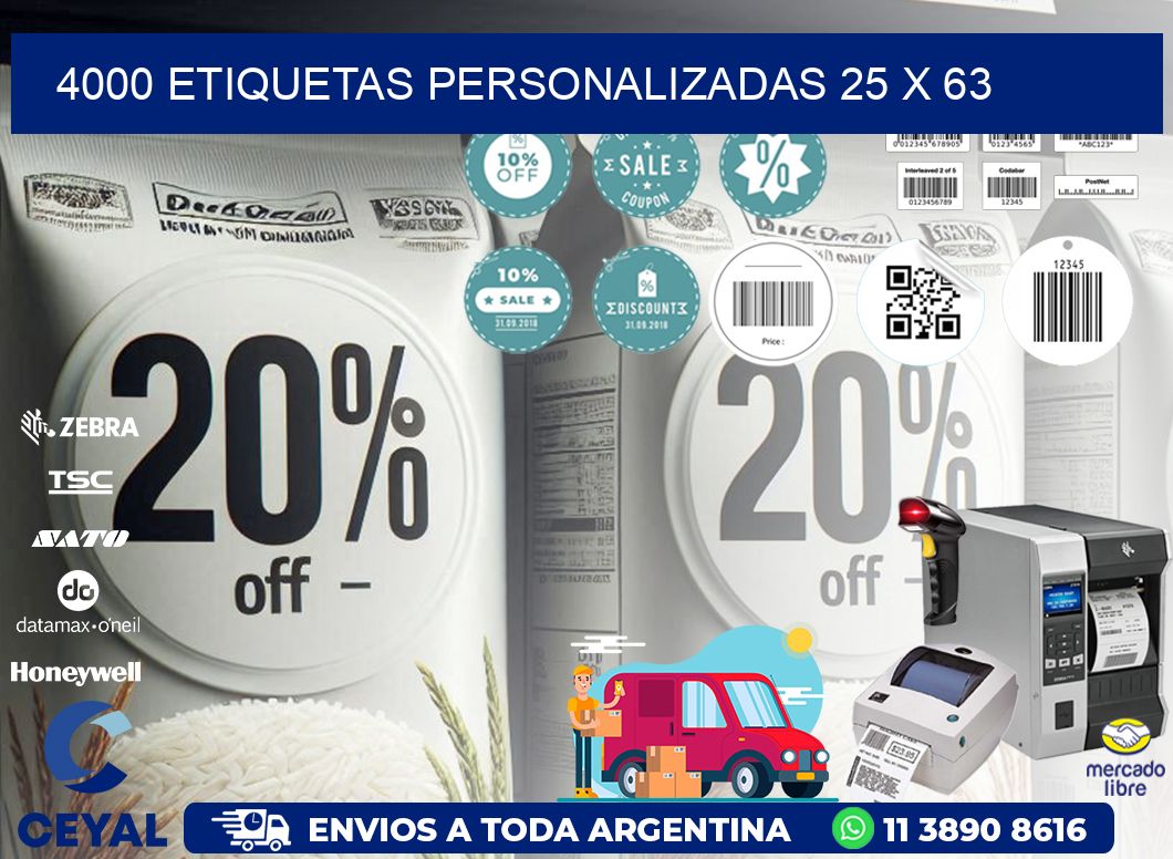 4000 ETIQUETAS PERSONALIZADAS 25 x 63