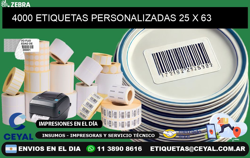 4000 ETIQUETAS PERSONALIZADAS 25 x 63