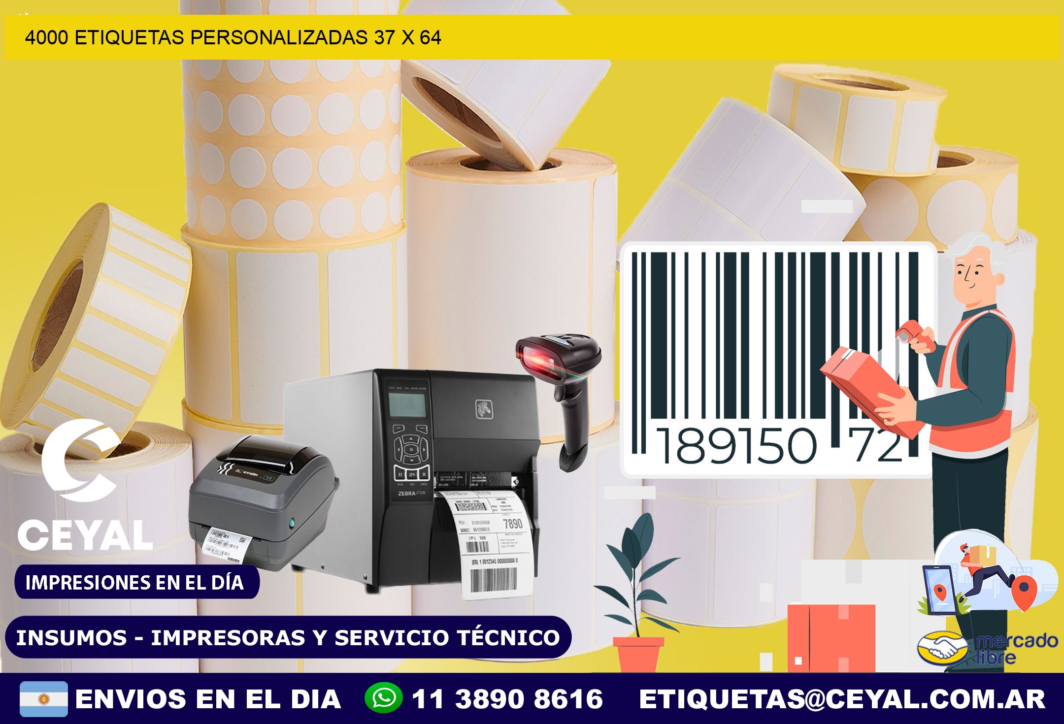 4000 ETIQUETAS PERSONALIZADAS 37 x 64