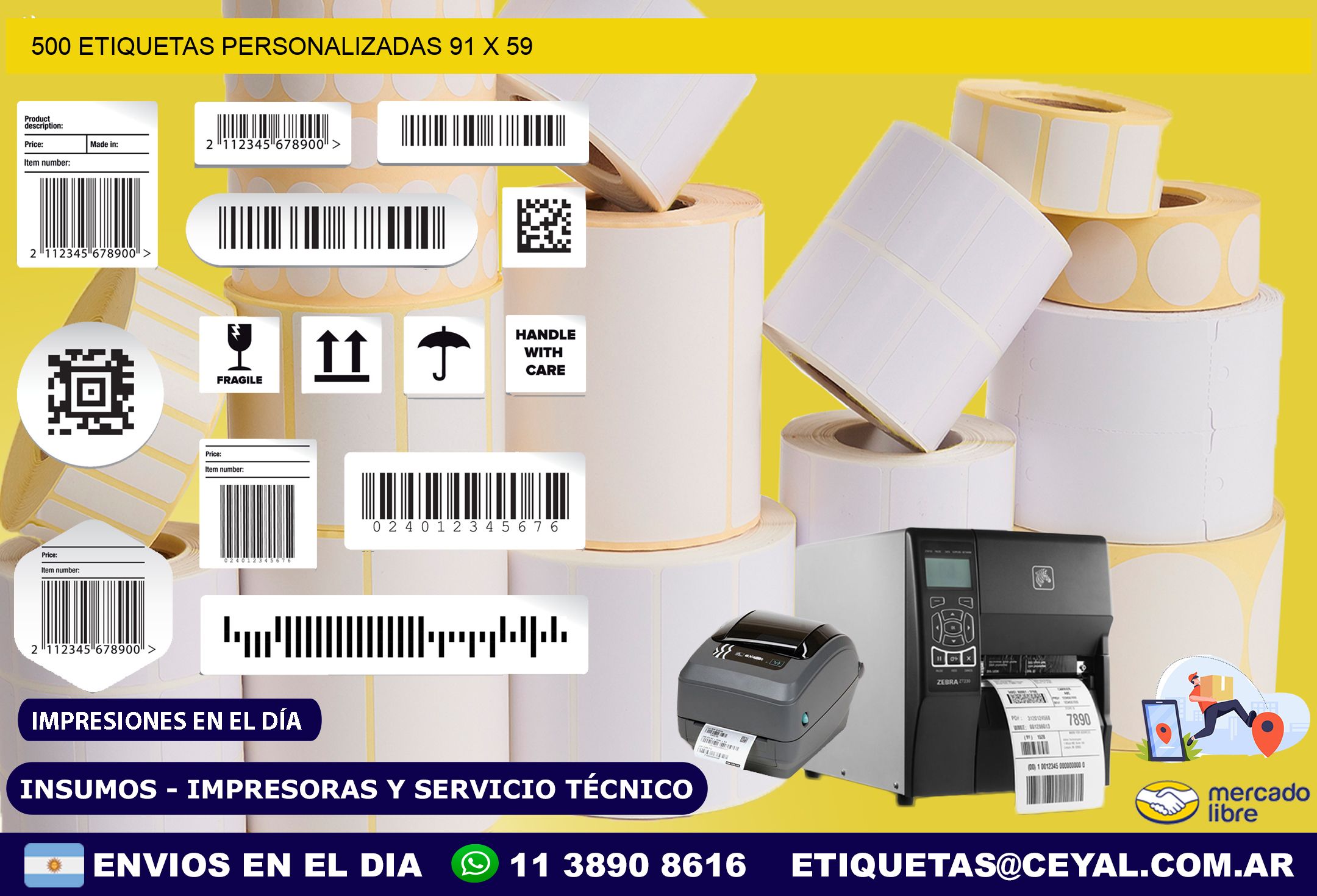 500 ETIQUETAS PERSONALIZADAS 91 x 59